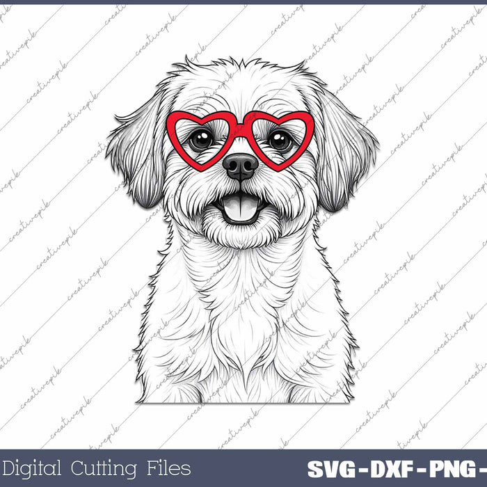 Shih Tzu Dog Breed Valentine's Heart SVG PNG Cutting Printable Files