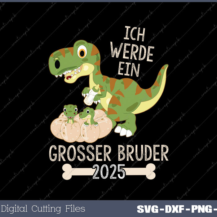 Siblings Baby Dino I Will Be A Big Brother 2025 SVG PNG Cutting Printable Files