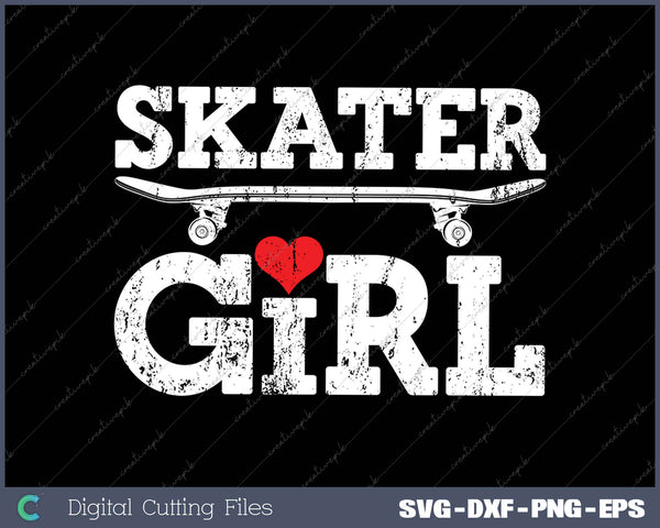 Skater Girl Skateboard Skateboarding SVG PNG Cutting Printable Files