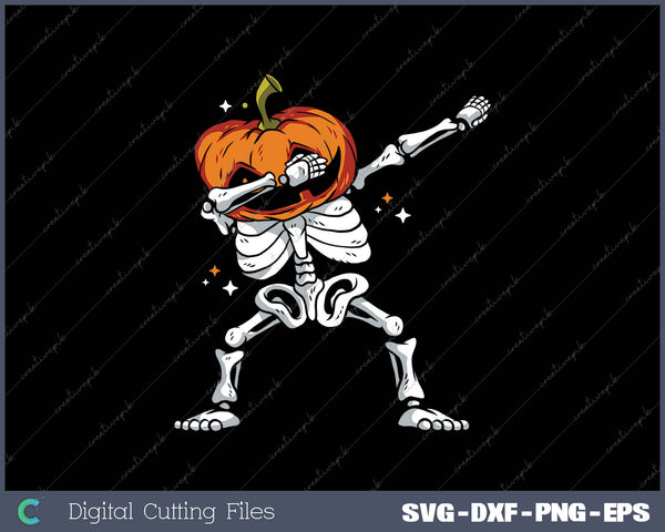 Skeleton Dabbing Halloween Pumpkin Dab SVG PNG Cutting Printable Files