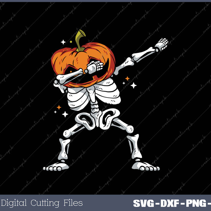 Skeleton Dabbing Halloween Pumpkin Dab SVG PNG Cutting Printable Files