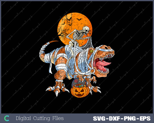 Skeleton Riding Mummy T Rex Halloween Boys Girls Kids