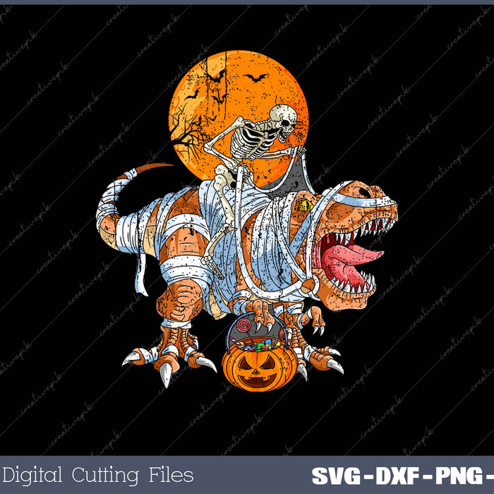 Skeleton Riding Mummy T Rex Halloween Boys Girls Kids