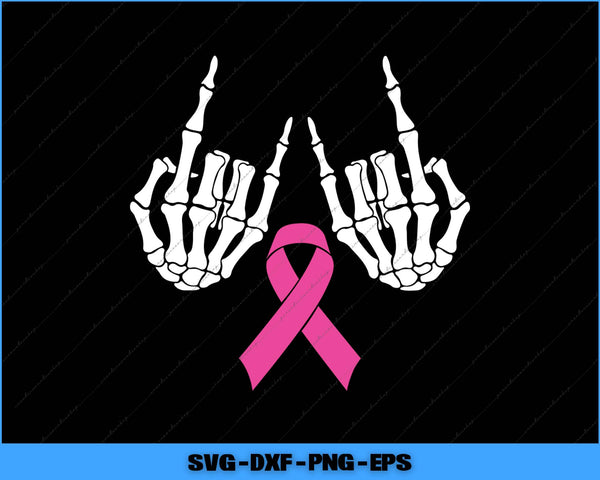 Skeleton hands holding a pink ribbon on a black background with file format text at the bottom.