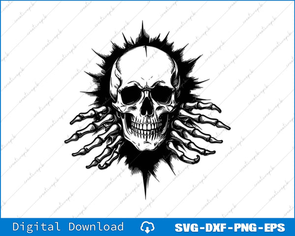 Skull In The Wall Skeleton SVG PNG Cutting Printable File