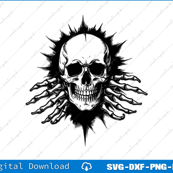 Skull In The Wall Skeleton SVG PNG Cutting Printable File