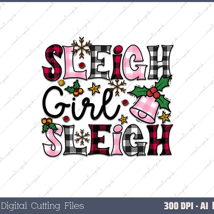 Sleigh Girl Sleigh Groovy Christmas Princess AI PNG Sublimation File