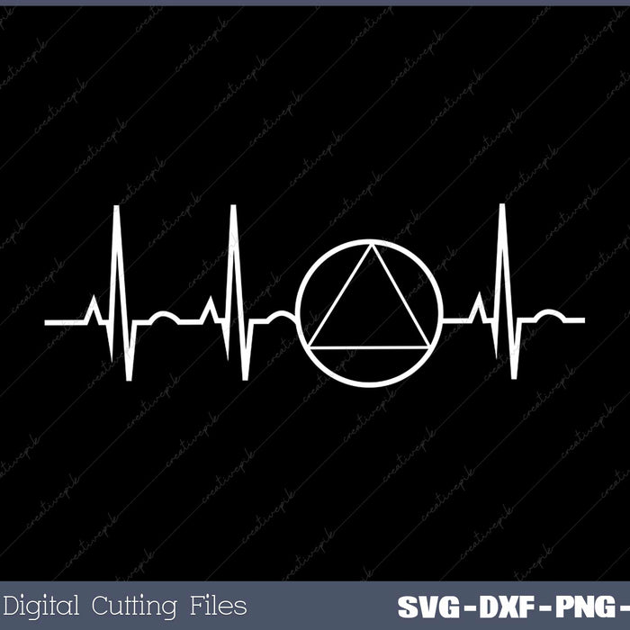 Sober Recover Sobriety Heartbeat EKG Pulse Abstinence SVG Cut files