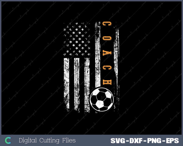 Soccer Coach American Flag Design Soccer Trainer SVG Design Cut File