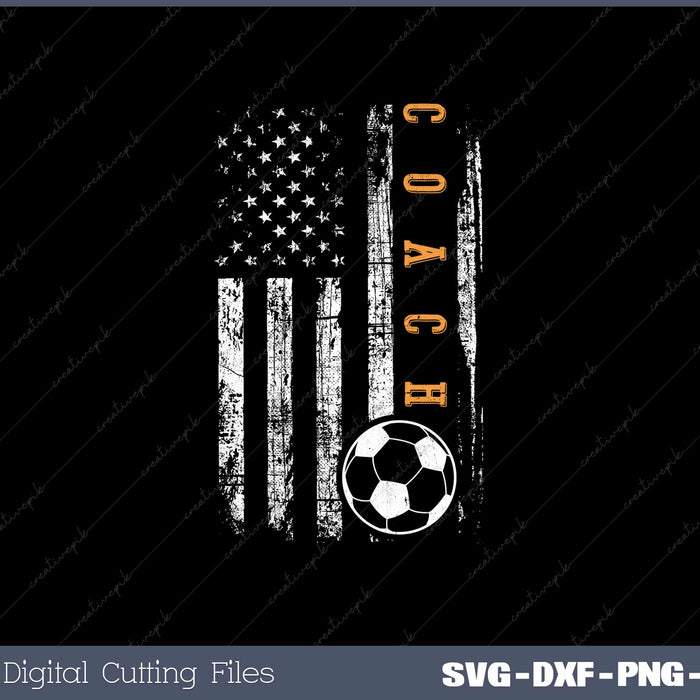 Soccer Coach American Flag Design Soccer Trainer SVG Design Cut File