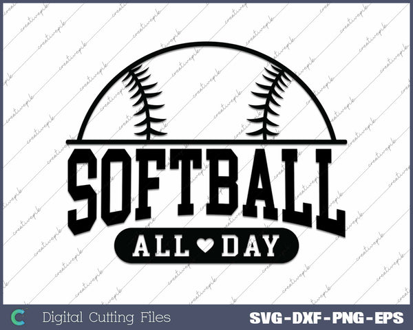 Softball All Day Baseball Vibes SVG PNG Cutting Printable Files