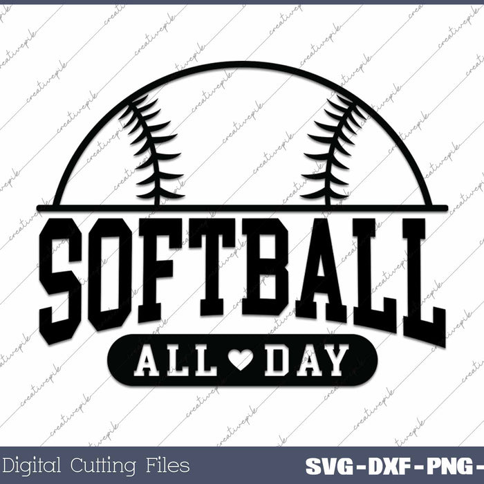 Softball All Day Baseball Vibes SVG PNG Cutting Printable Files