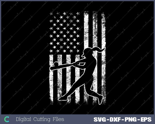 Softball Girl USA Flag SVG PNG Cutting Printable Files