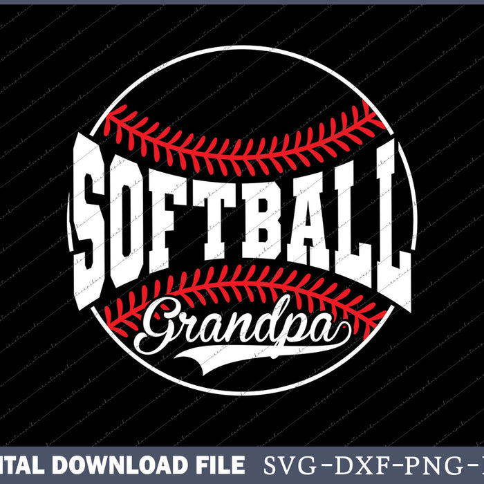 Softball Grandpa, Softball Grandfather SVG PNG Printable Files