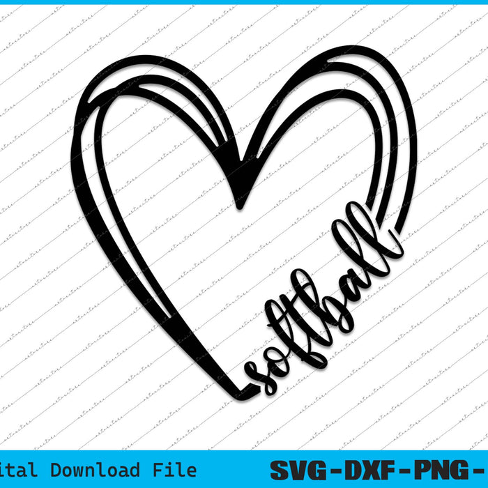 Softball Heart Softball Love SVG PNG Cutting Printable Files