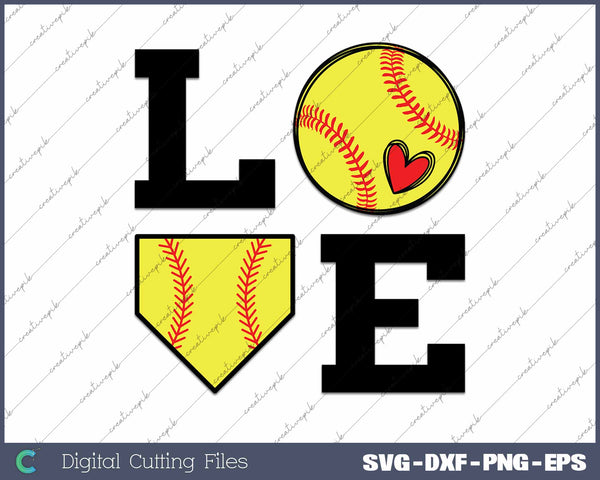 Softball Love SVG PNG Cutting Printable Files