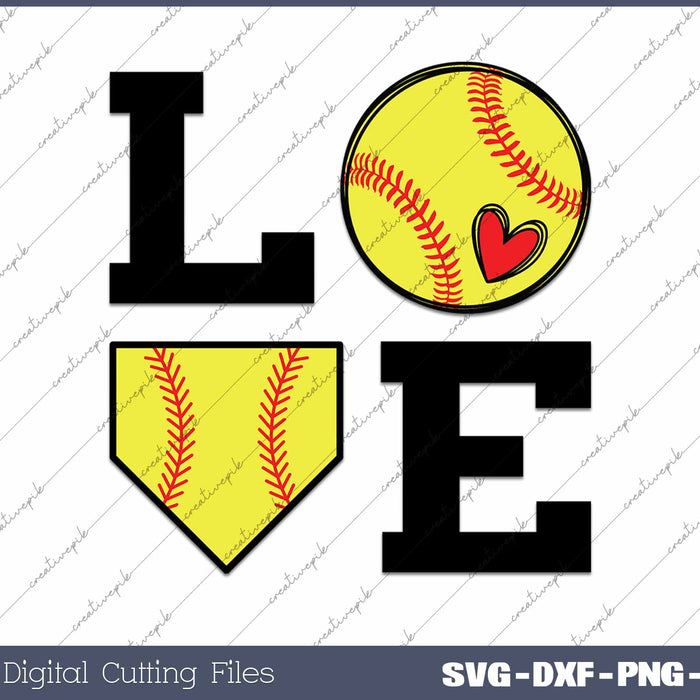 Softball Love SVG PNG Cutting Printable Files