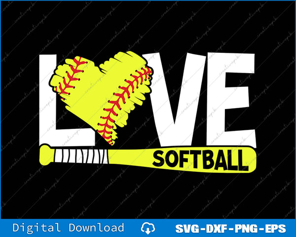 Softball Love Softball Sports SVG PNG Cutting Printable File