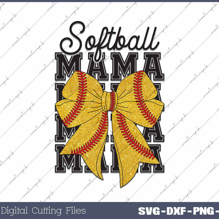 Softball Mama Coquette Bow SVG PNG Cutting Printable Files