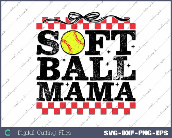 Softball Mama Retro SVG PNG Cutting Printable Files