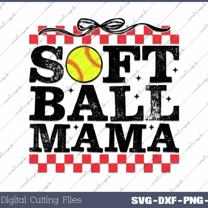 Softball Mama Retro SVG PNG Cutting Printable Files