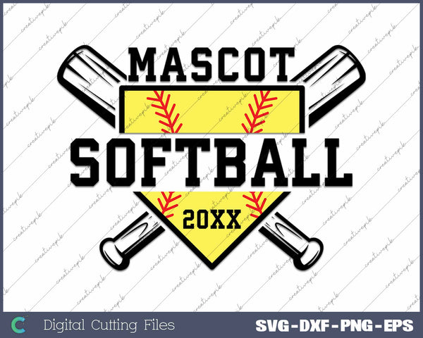 Softball Mascot Softball Team Template SVG PNG Cutting Printable Files