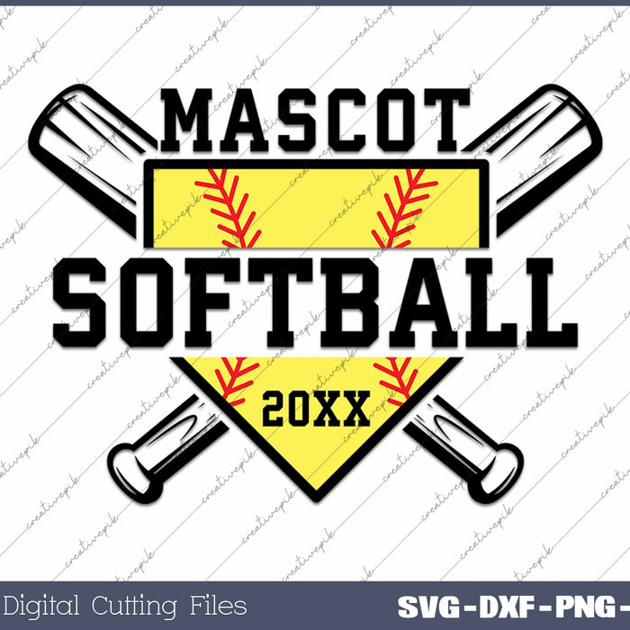 Softball Mascot Softball Team Template SVG PNG Cutting Printable Files