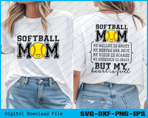 Softball Mom My Wallet Is Empty SVG PNG Cutting Printable Files