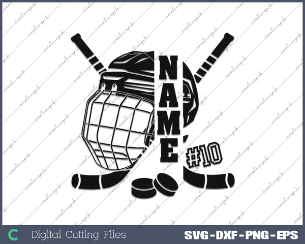 Split Hockey Player Hockey Helmet SVG PNG Cutting Printable Files