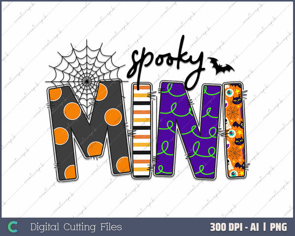 Spooky Mini, Groovy, Cute Matching Mama and Mini Halloween AI PNG Sublimation File