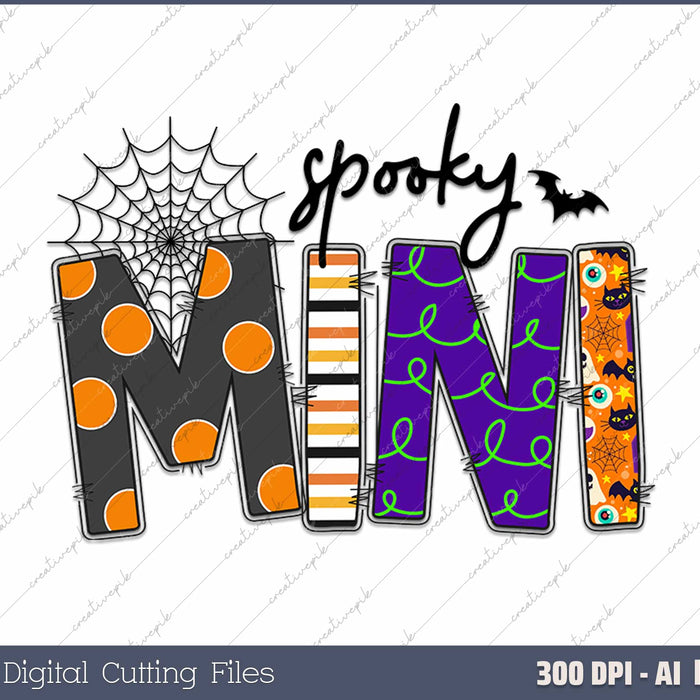 Spooky Mini, Groovy, Cute Matching Mama and Mini Halloween AI PNG Sublimation File