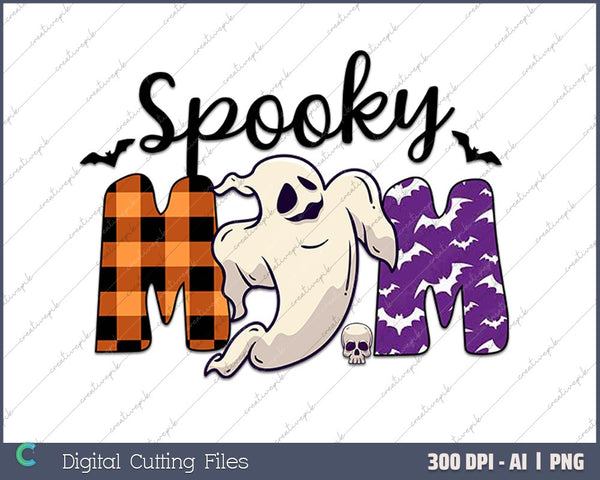 Spooky Mom Halloween AI PNG Sublimation Files