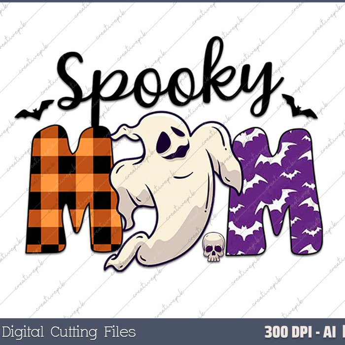 Spooky Mom Halloween AI PNG Sublimation Files