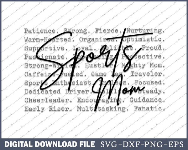 Sports Mom Typography Game Day SVG PNG Cutting Printable Files