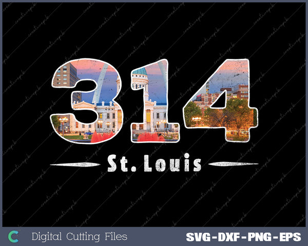 St. Louis 314 Area Code Skyline PNG Svg Design Cut File