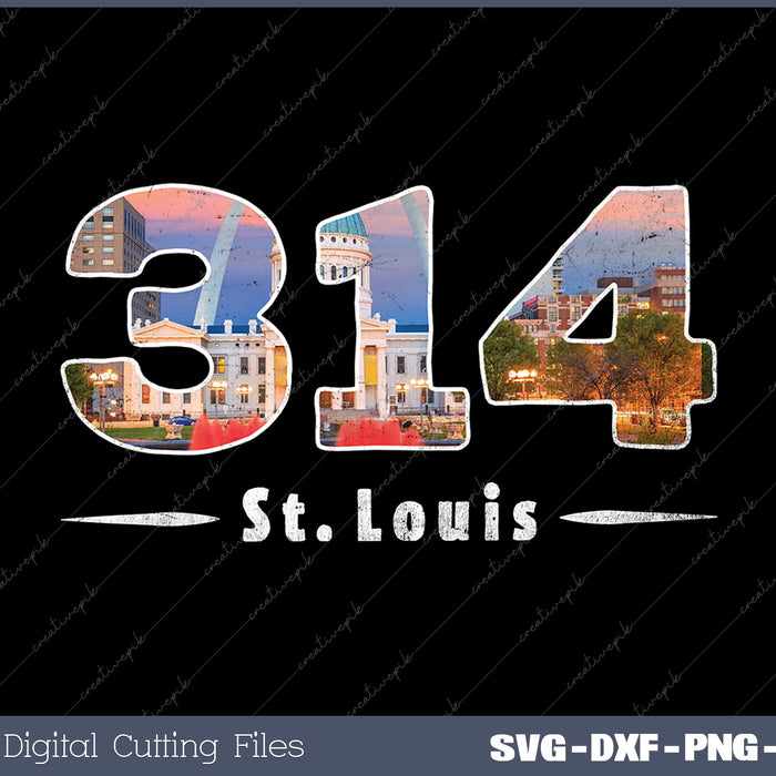 St. Louis 314 Area Code Skyline PNG Svg Design Cut File