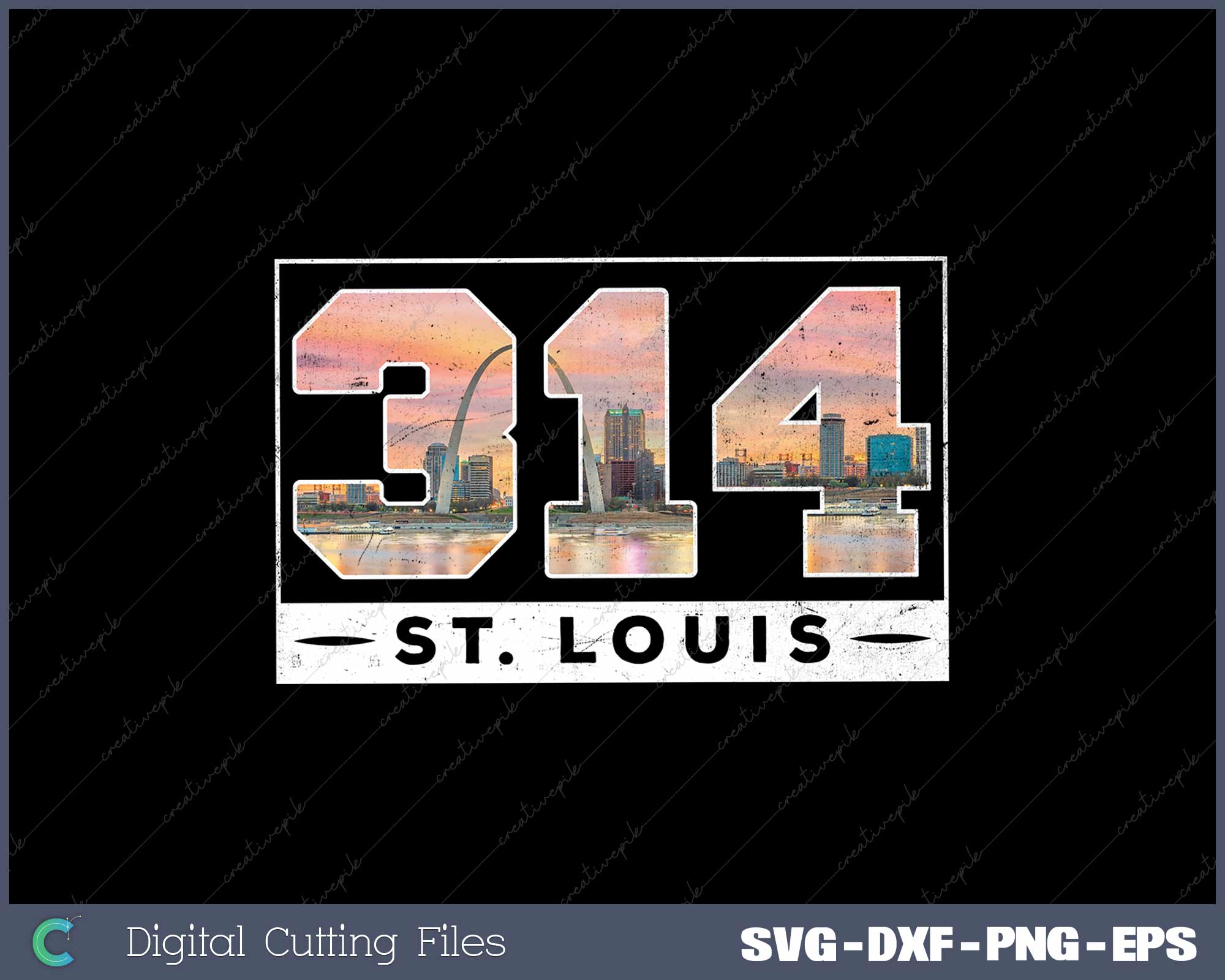 St. Louis 314 Area Code Vintage Skyline Missouri SVG PNG Files ...