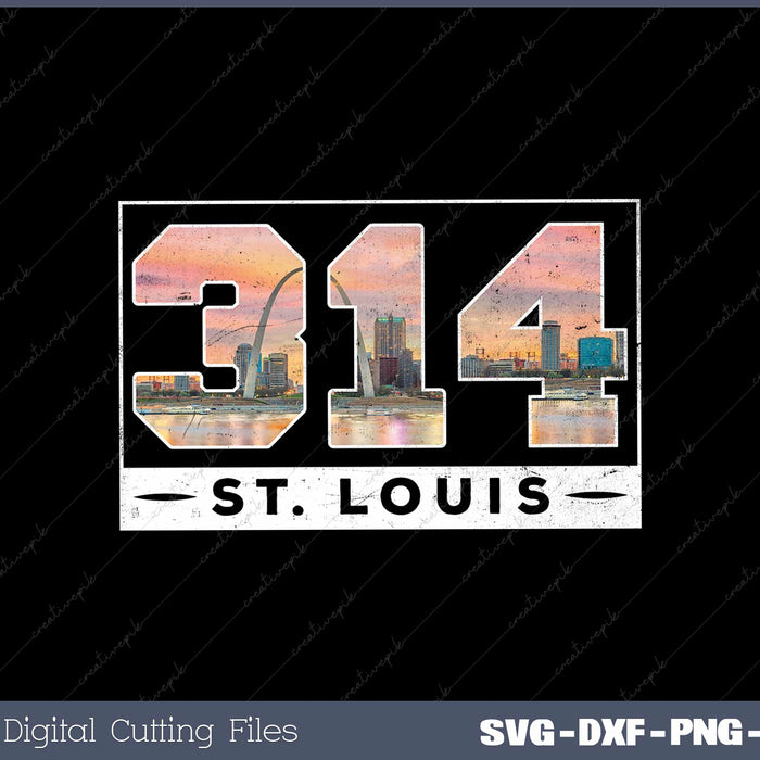 St. Louis 314 Area Code Vintage Skyline Missouri SVG Printable Files