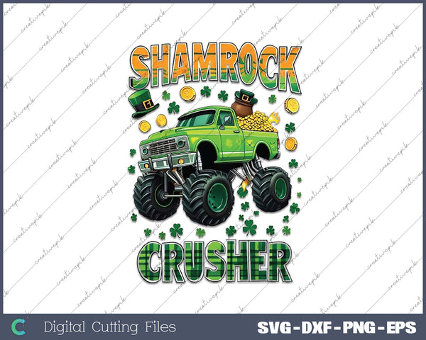 St. Patrick's shamrock crusher monster truck SVG PNG Cutting Printable Files