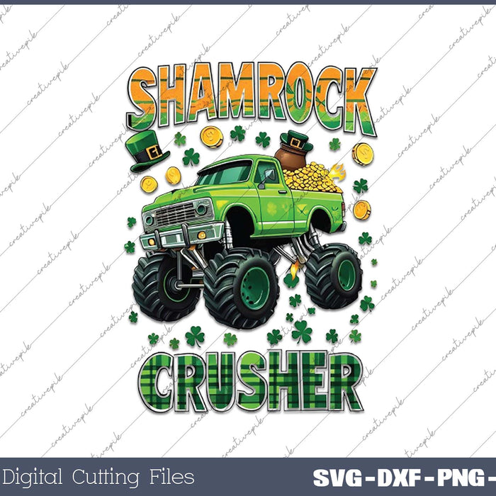 St. Patrick's shamrock crusher monster truck SVG PNG Cutting Printable Files