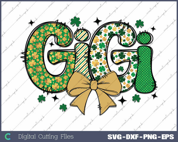 St Patrick's Day Gigi Coquette Bow SVG PNG Cutting Printable Files