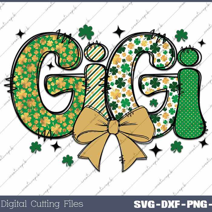 St Patrick's Day Gigi Coquette Bow SVG PNG Cutting Printable Files