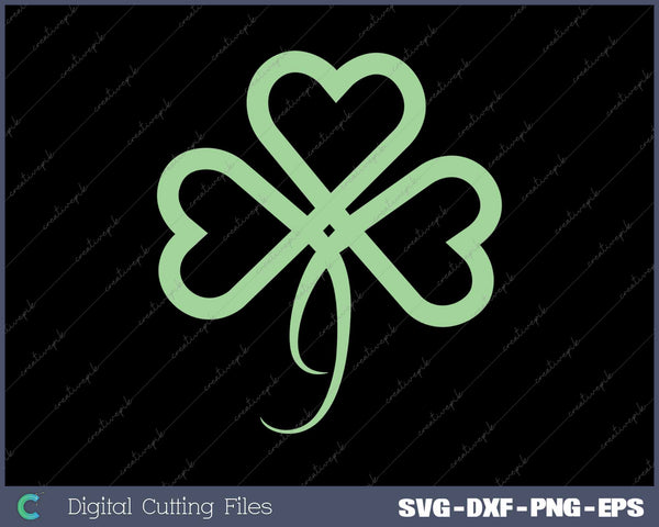 St Patrick's Day Heart Shamrock 3 Clover Leaf SVG PNG Cutting Printable Files