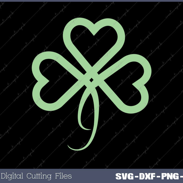 St Patrick's Day Heart Shamrock 3 Clover Leaf SVG PNG Cutting Printable Files
