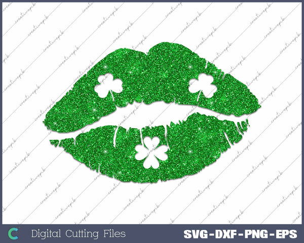 St Patrick's Day Kiss St Patricks Lips SVG PNG Cutting Printable Files