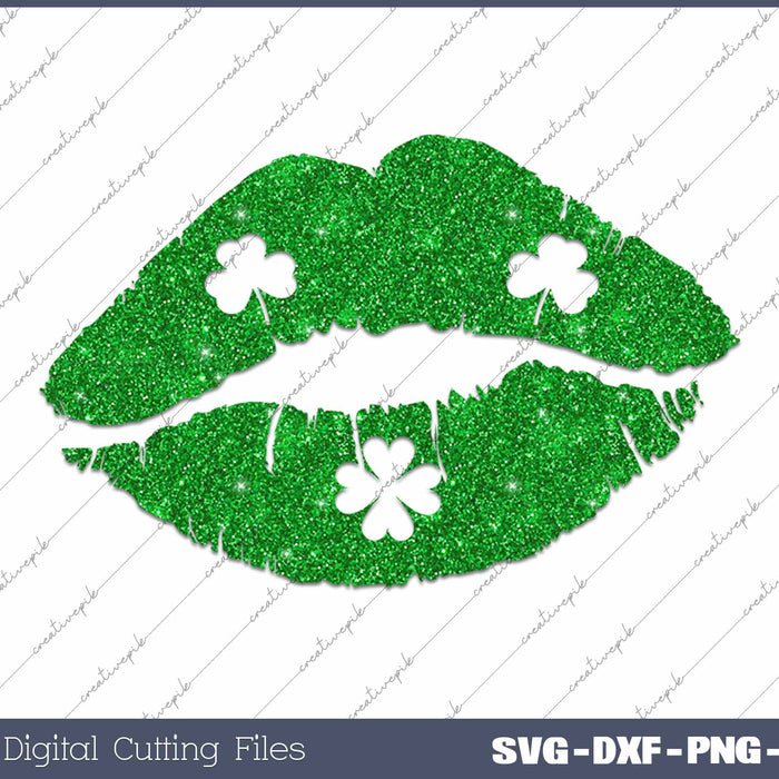 St Patrick's Day Kiss St Patricks Lips SVG PNG Cutting Printable Files