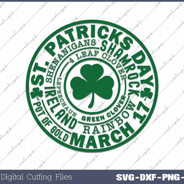 St Patrick's Day Luck Of The Irish Shamrock SVG PNG Cutting Printable Files