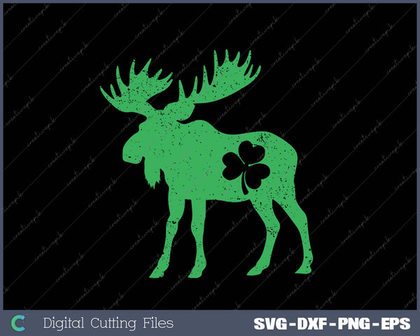 St Patrick's Day Moose Irish Shamrock Saint Paddy's SVG PNG Cutting Printable Files