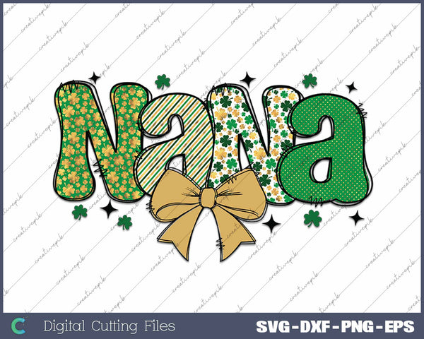 St Patrick's Day Nana Coquette Bow SVG PNG Cutting Printable Files