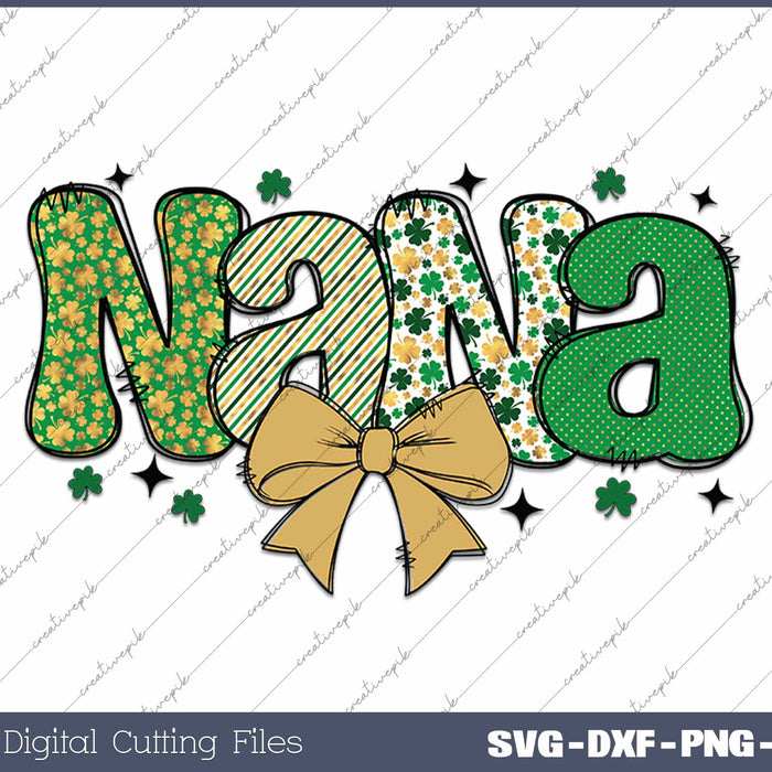 St Patrick's Day Nana Coquette Bow SVG PNG Cutting Printable Files